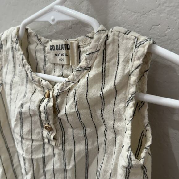 Go Gently Nation Kids Natural Black Stripe Sleeveless Romper - Picture 2 of 6